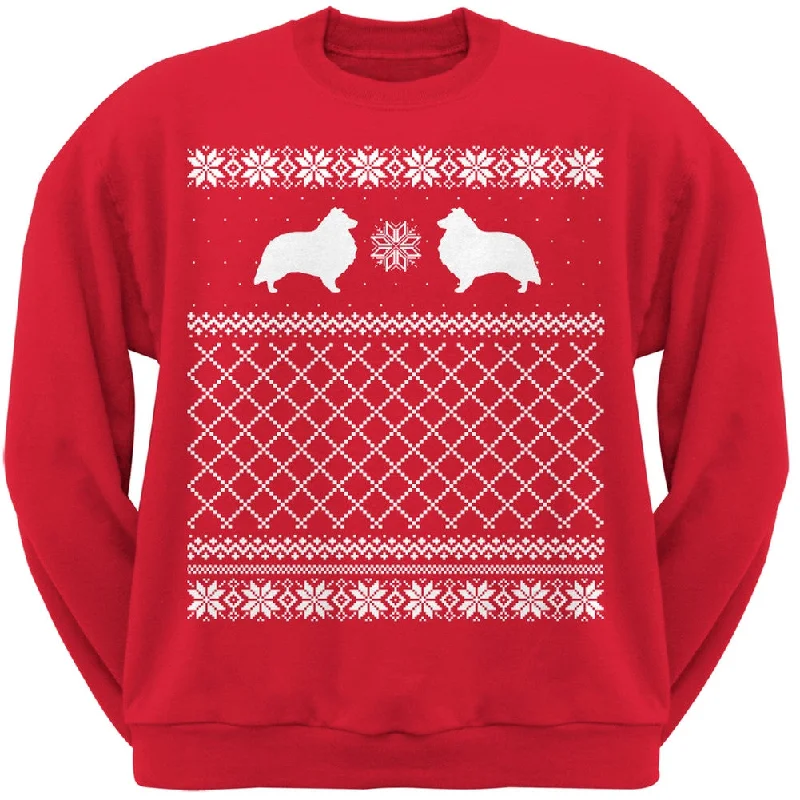 Sheltie Red Adult Ugly Christmas Sweater Crew Neck SweatshirtCrewneckcloud