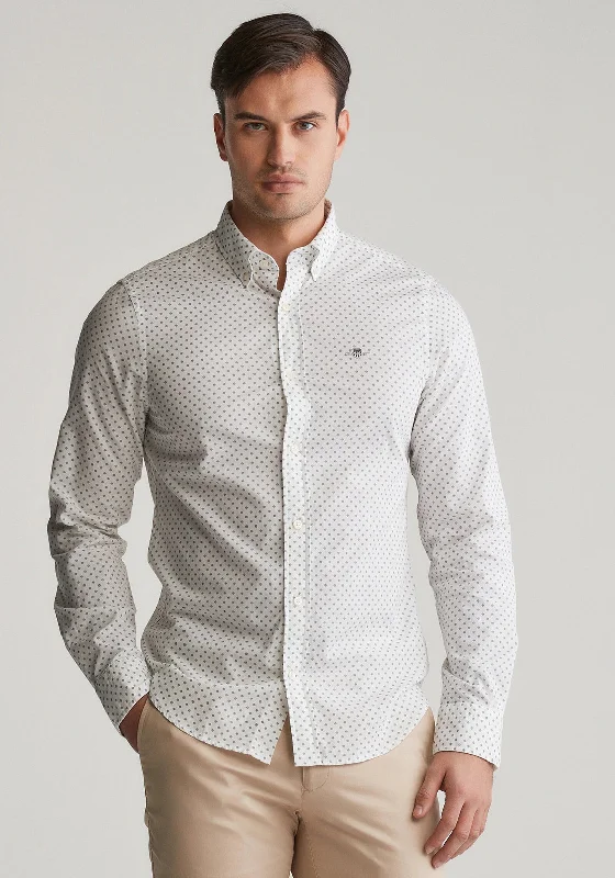 Gant Micro Print Slim Fit Shirt, EggshellTravel Shirts