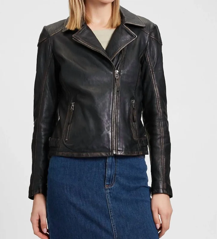 Peggie Leather Jacket In BlackHip-Hop Jackets