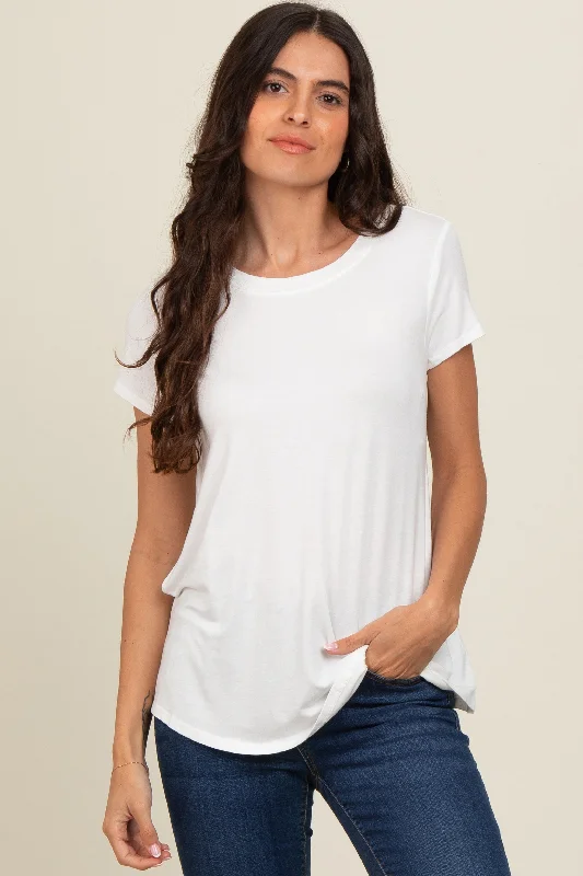 Hiking Short Sleeve TopsIvory Basic Short Sleeve Top