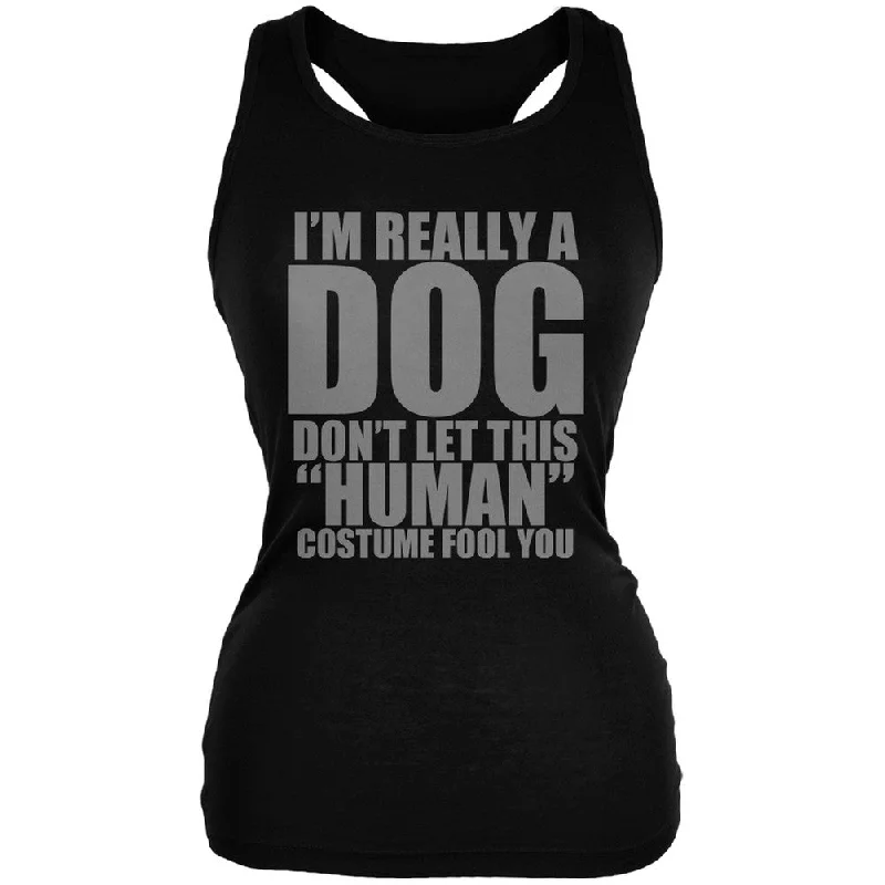 Lightweight hoodieHalloween Human Dog Costume Black Juniors Soft Tank Top