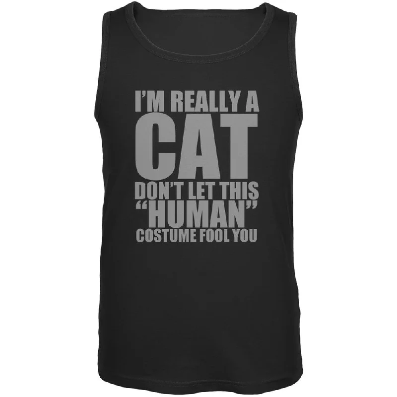 Breathable hoodieHalloween Human Cat Costume Black Adult Tank Top