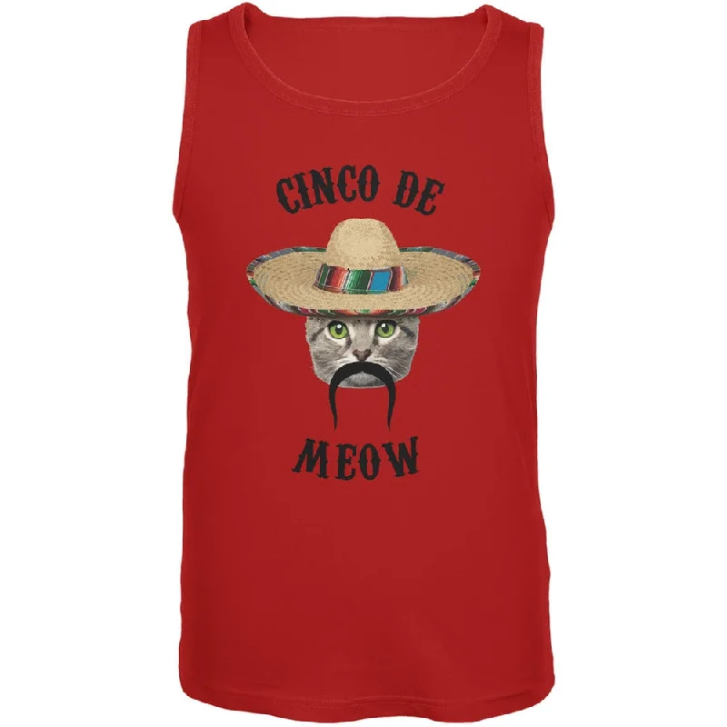 Gym tankFunny Cat Cinco de Mayo Meow Red Adult Tank Top