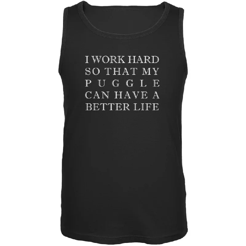 Training tankI Work Hard for My Puggle Black Adult Tank Top