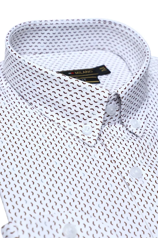 White Texture Casual Milano ShirtButton-Down Shirts