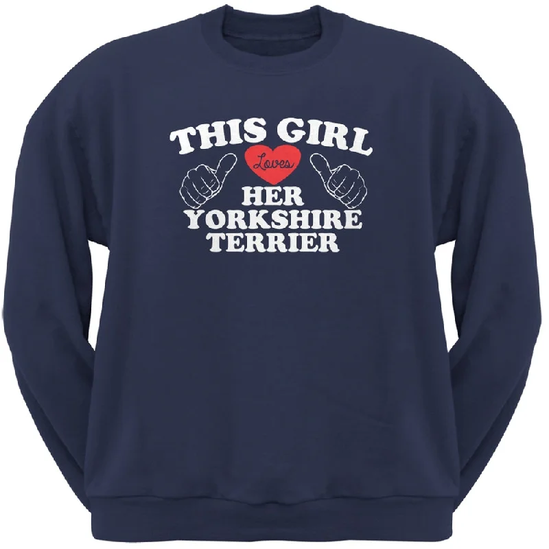 This Girl Loves Her Yorkshire Terrier Navy Adult Crew Neck SweatshirtCrewneckfuture