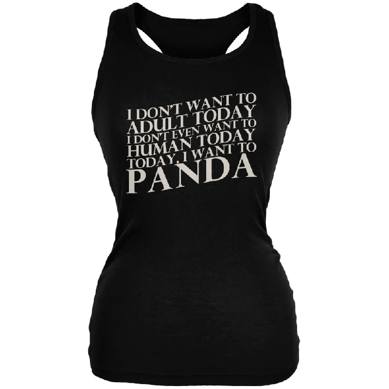 Compression teeDon't Adult Today Just Panda Black Juniors Soft Tank Top