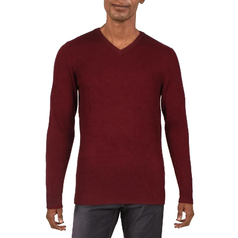 Mens Ribbed Trim  Cashmere V-Neck SweaterVNeckTopOrbit