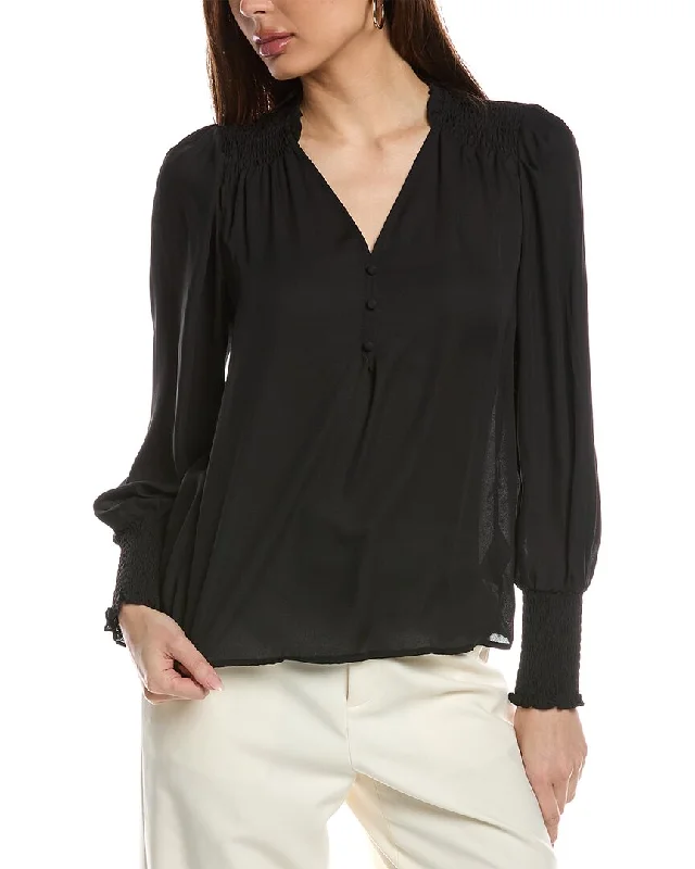 T Tahari V-Neck Ruffle BlouseVNeckTopIron