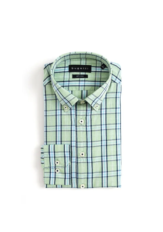 Bugatti Check Shirt, Green & BlueSilk Shirts