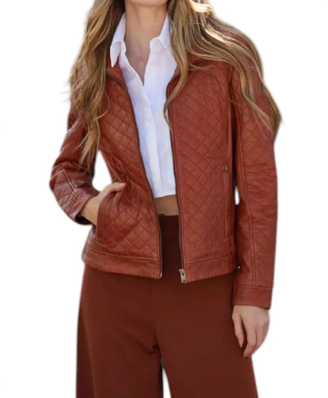 Breana Leather Jacket In Burnt OrangeUrban Jackets