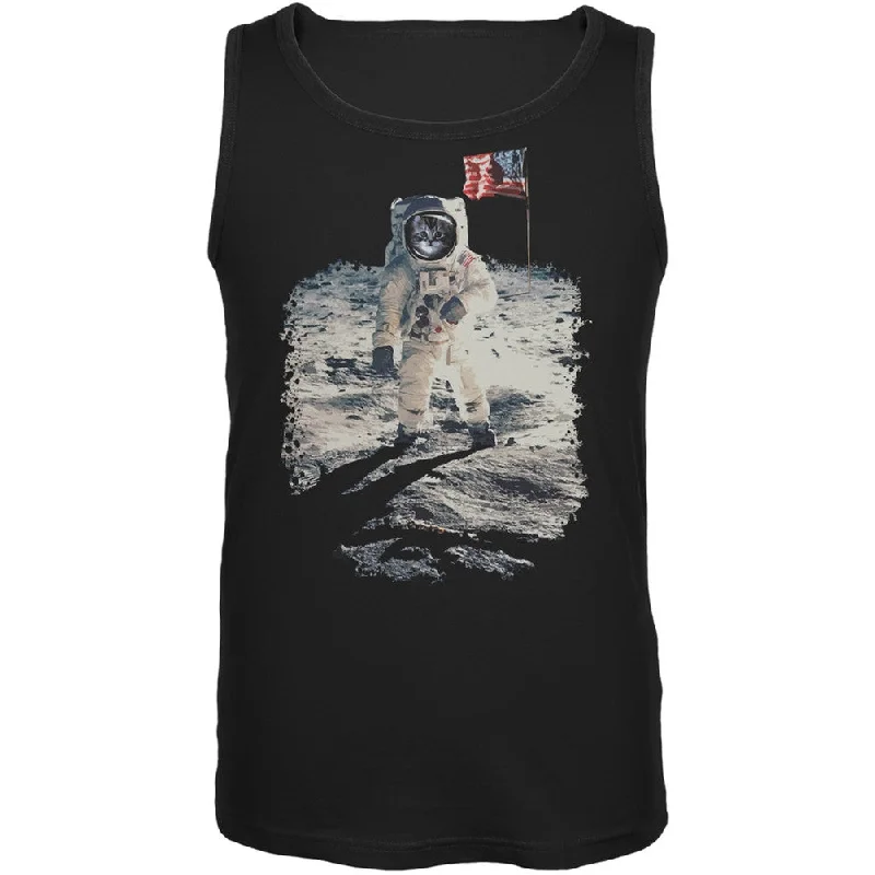 Trail tankCat Moon Landing Black Adult Tank Top