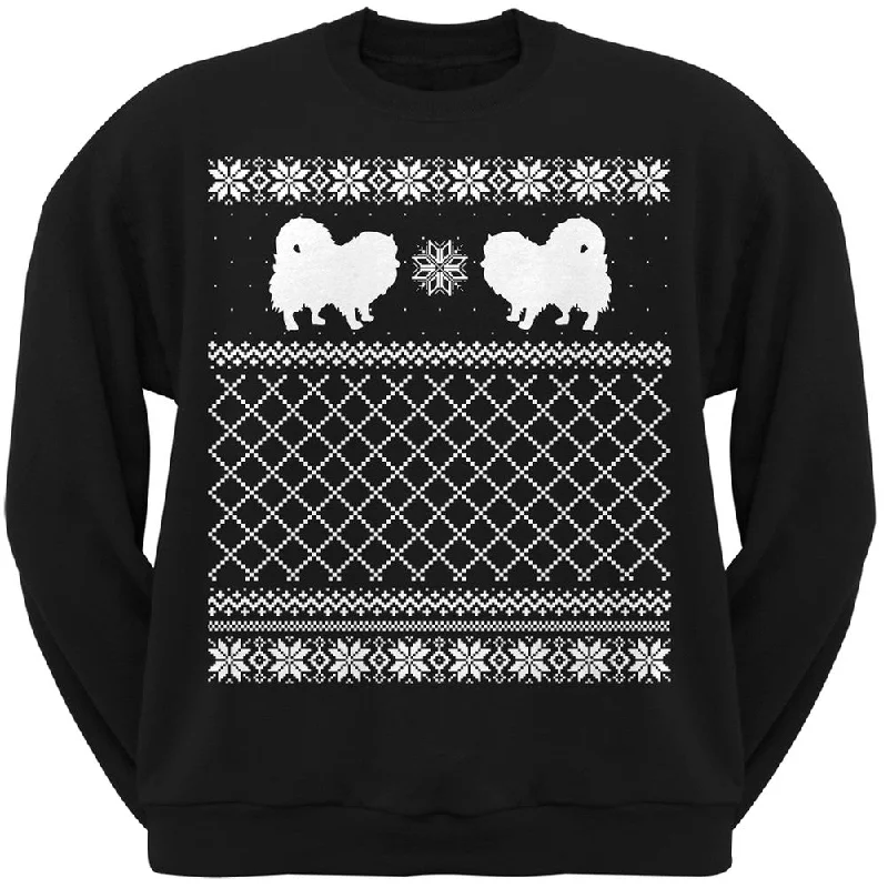 Pomeranian Black Adult Ugly Christmas Sweater Crew Neck SweatshirtCrewneckcotton