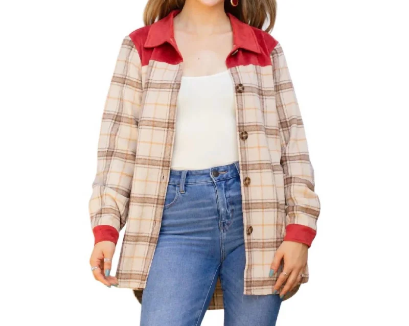 Fall Plaid Jacket In Beige MultiWindproof Jackets