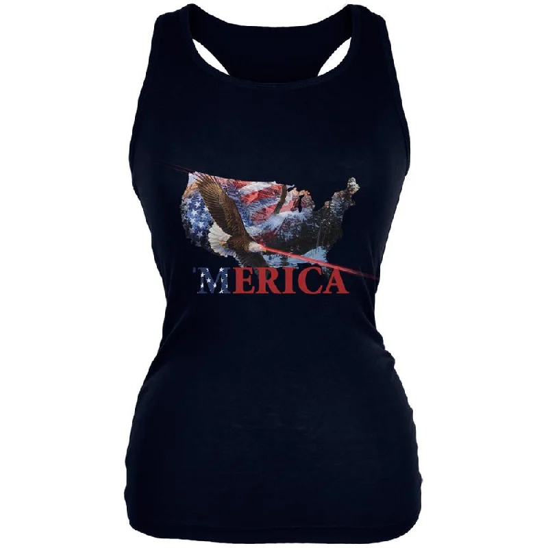 Thermal hoodieMERICA Laser Eagles Black Juniors Soft Tank Top