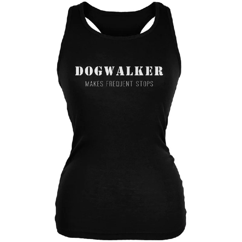 Outdoor hoodieDog Dogwalker Makes Frequent Stops Black Juniors Soft Tank Top