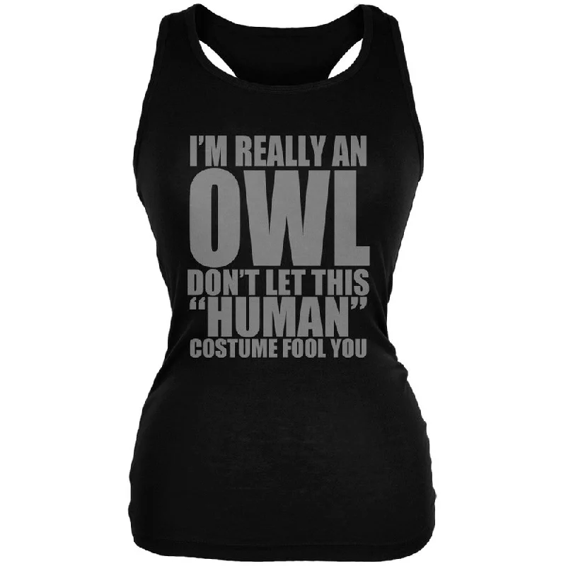 Hiking vestHalloween Human Owl Costume Black Juniors Soft Tank Top