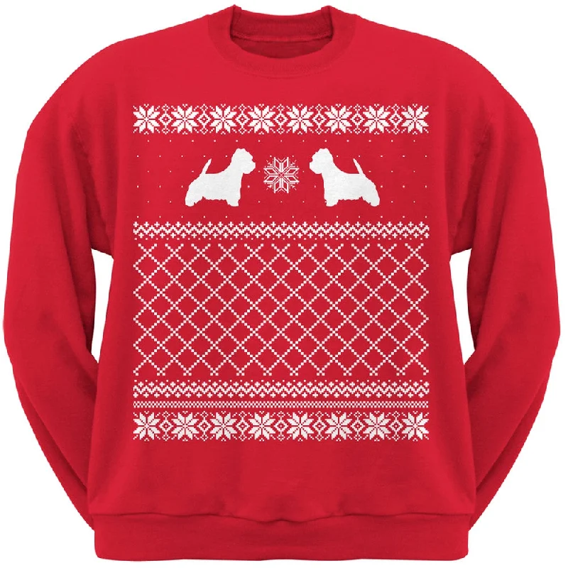 Westie Red Adult Ugly Christmas Sweater Crew Neck SweatshirtCrewneckAI