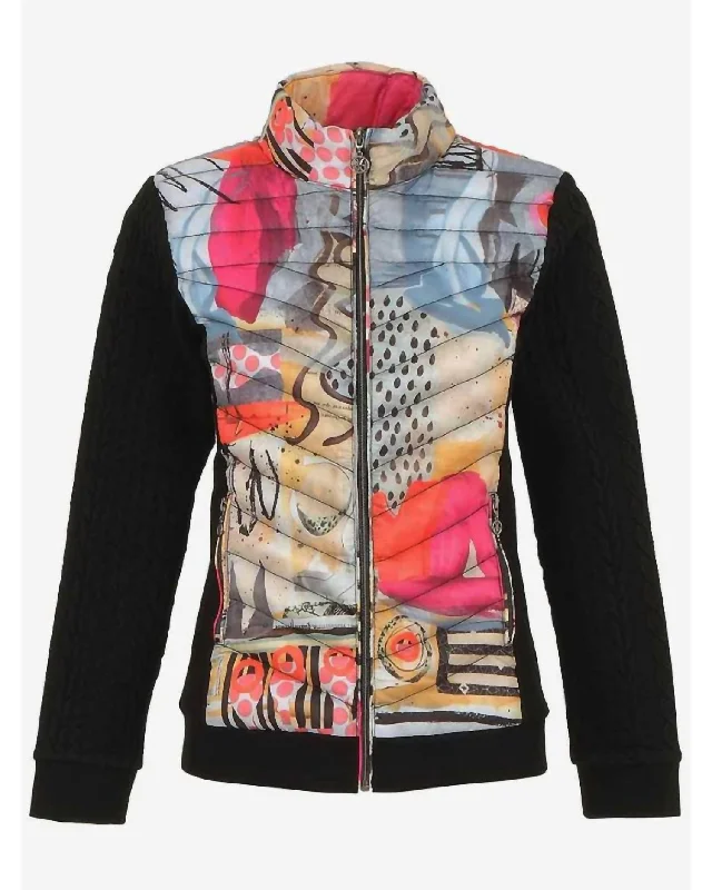 Women's Totem Puffer Jacket In Black MultiRuffled Jackets