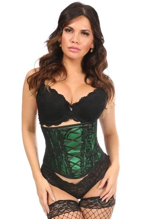 Lavish Green Lace-Up Underbust Corset w/Black Lace