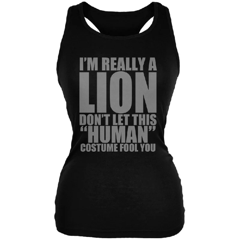 Reflective vestHalloween Human Lion Costume Black Juniors Soft Tank Top