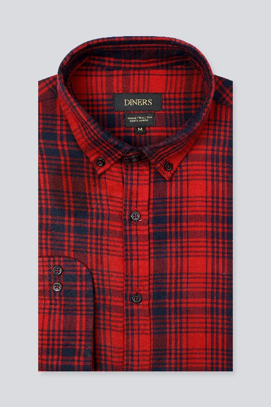 Red Tattersall Check Casual ShirtCasual Shirts