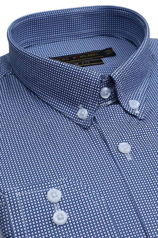 Blue Mini Check Casual Milano ShirtAsymmetrical Shirts