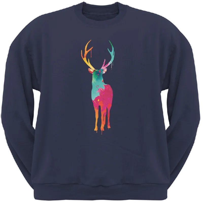 Splatter Deer Navy Adult Crew Neck SweatshirtCrewneckmobile