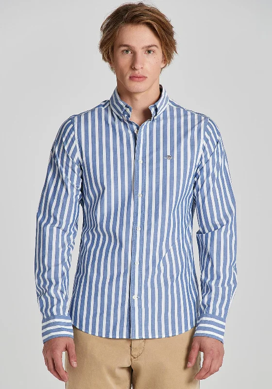 Gant Slim Poplin Stripe Shirt, College BlueFishing Shirts