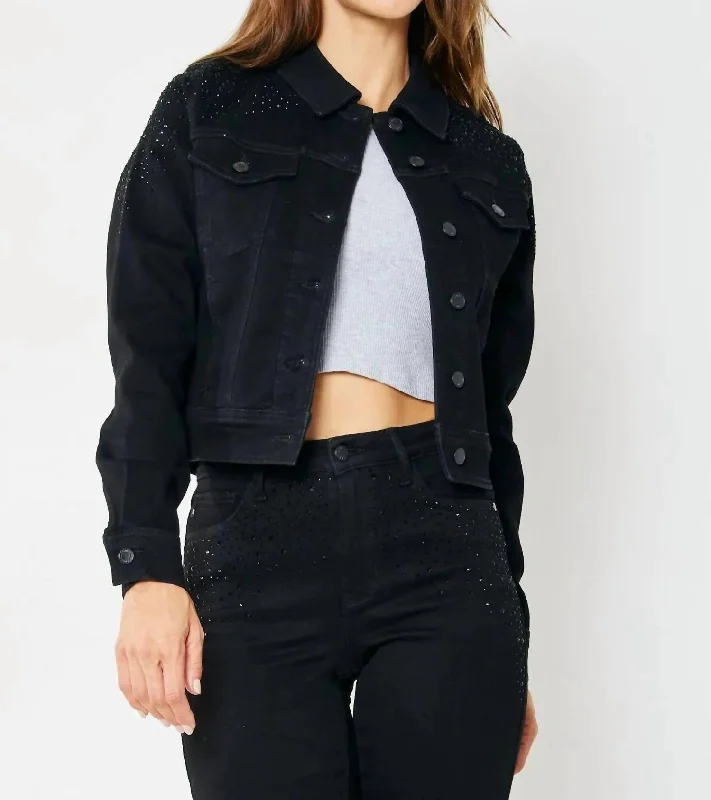 Rhinestone Jacket In BlackFlannel Jackets