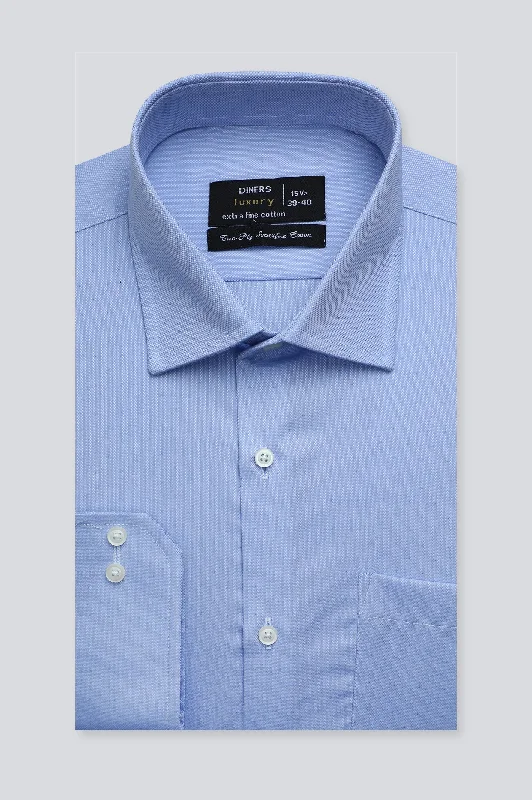 Blue Textured Formal ShirtRunning Shirts