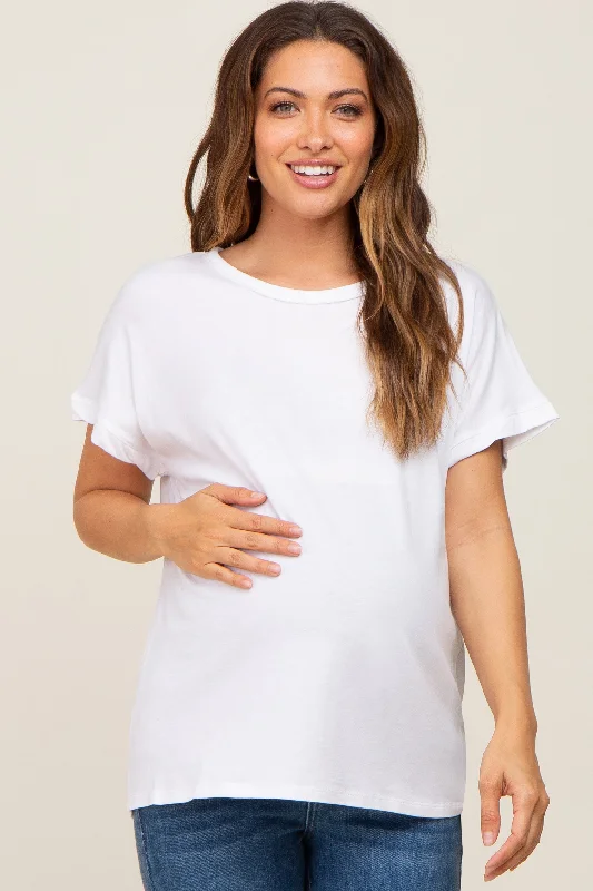 Designer Short Sleeve TopsWhite Short Sleeve Maternity Top