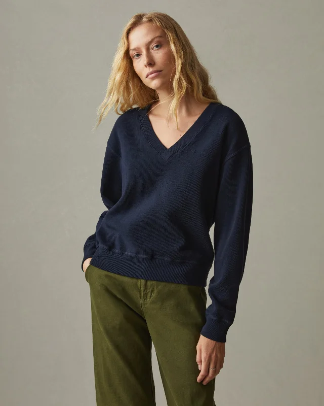 Cotton V-Neck Sweater - Dress NavyVNeckTopSteel