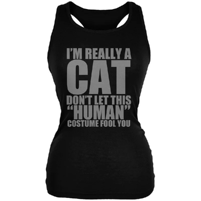 Compression vestHalloween Human Cat Costume Black Juniors Soft Tank Top