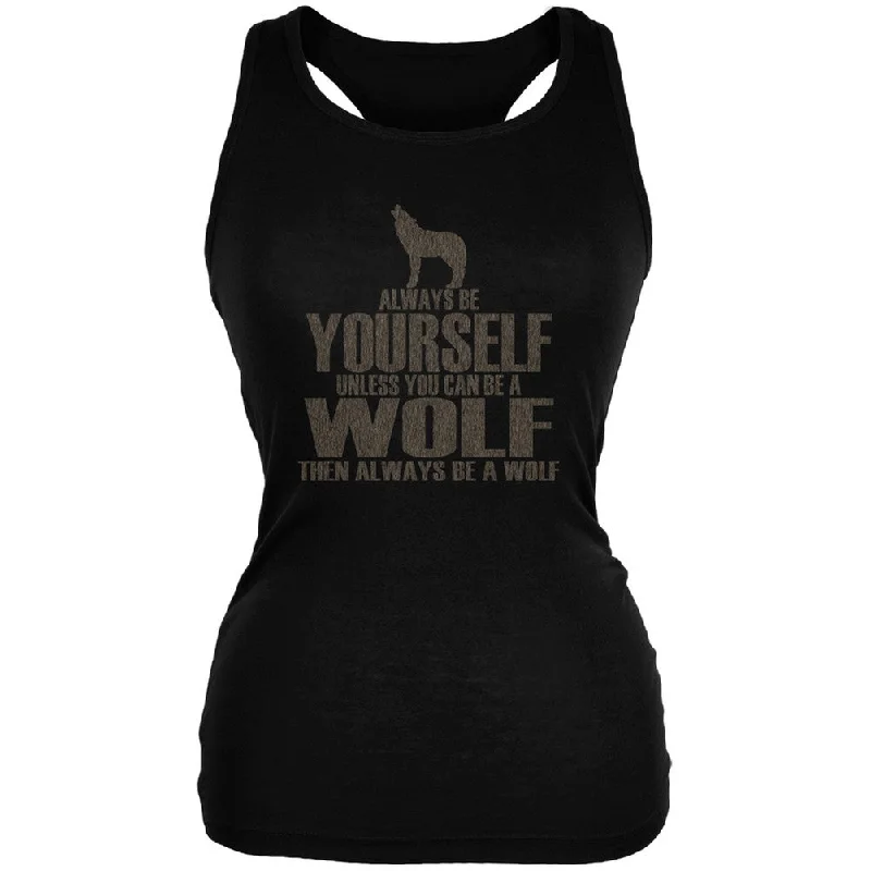 Compression hoodieAlways Be Yourself Wolf Black Juniors Soft Tank Top