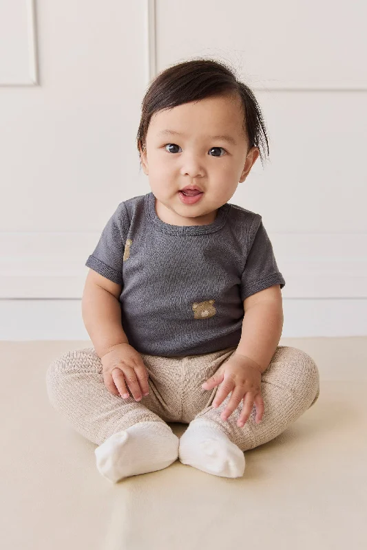 Performance Short Sleeve TopsOrganic Cotton Hudson Short Sleeve Bodysuit - Bobbie Bears Black Oyster