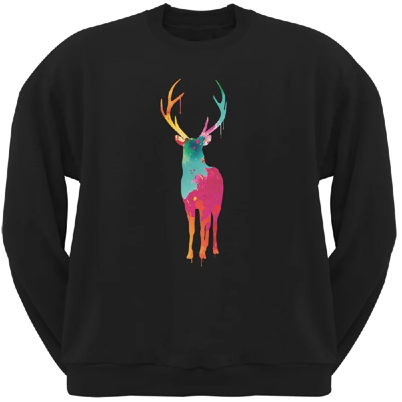 Splatter Deer Black Adult Crew Neck SweatshirtCrewnecknetwork