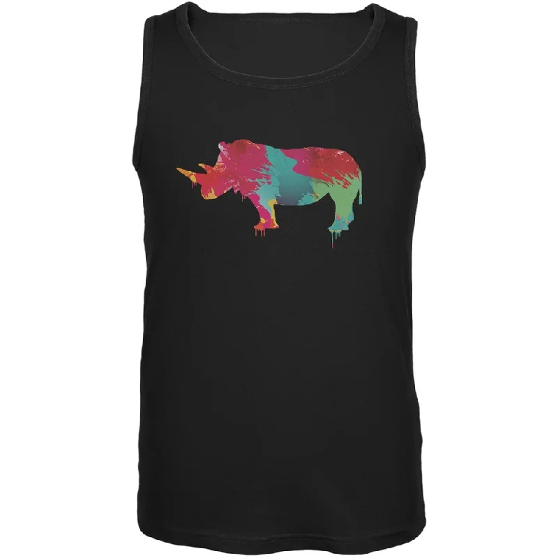 Sports teeSplatter Rhino Black Adult Tank Top