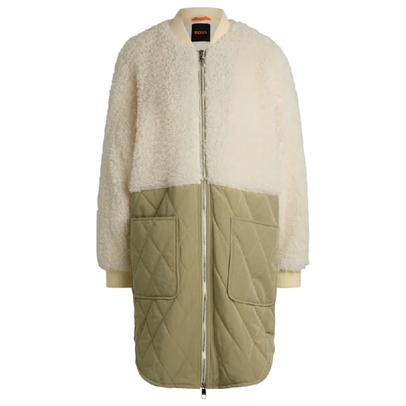 Teddy-paneled quilted jacketCotton Jackets