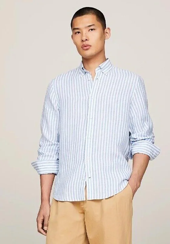 Tommy Hilfiger Bold Linen Stripe Shirt, Dark Navy & WhitePerformance Shirts