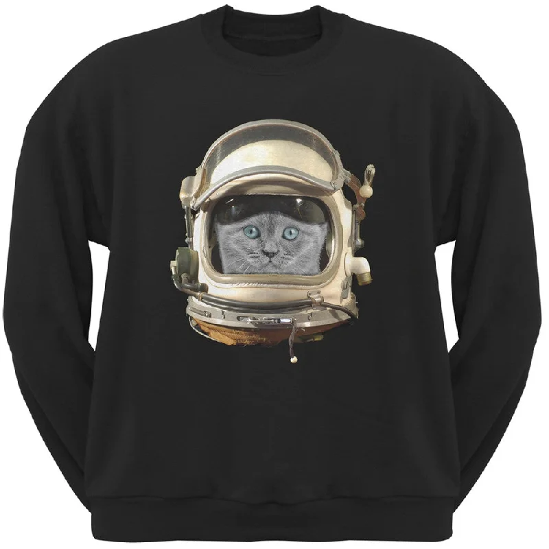 Astronaut Cat Black Adult Crew Neck SweatshirtCrewnecksecurity