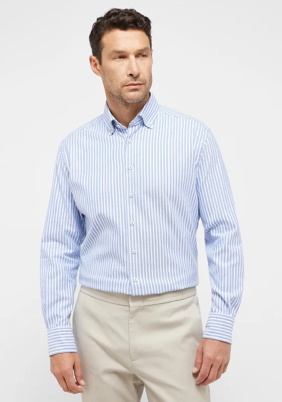 1863 by Eterna Modern Fit Stripe Shirt, Blue & WhiteRetro Shirts