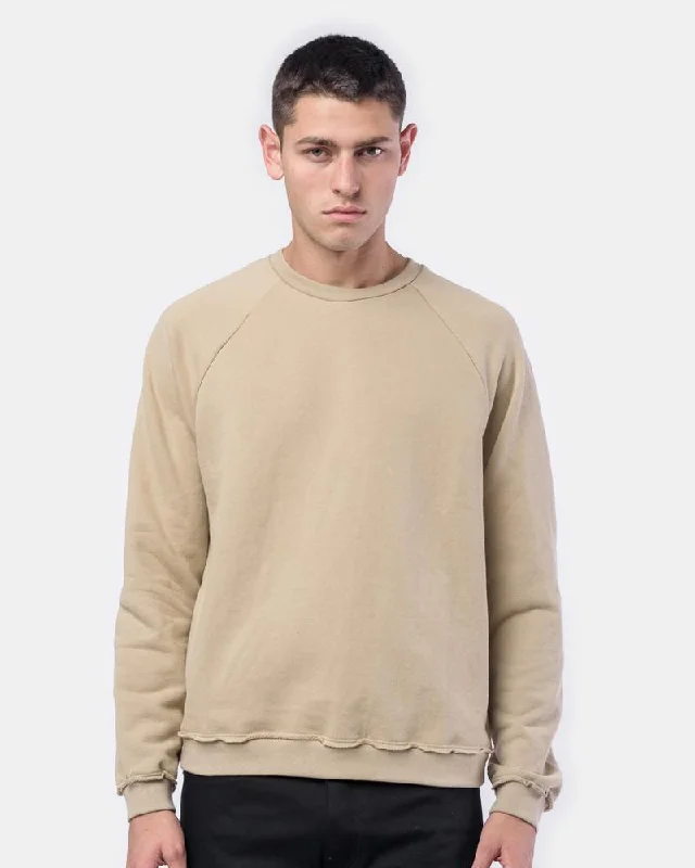 Raw Edge Raglan Crew in DuneCrewneckstripes