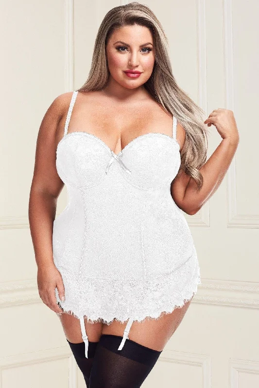 Plus Size Bustier with String & Garter Clips Set