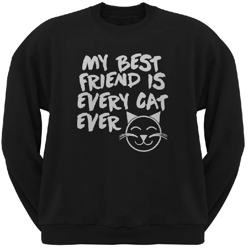 My Best Friend Is Every Cat Ever Black Adult Crew Neck SweatshirtCrewnecklifestyle