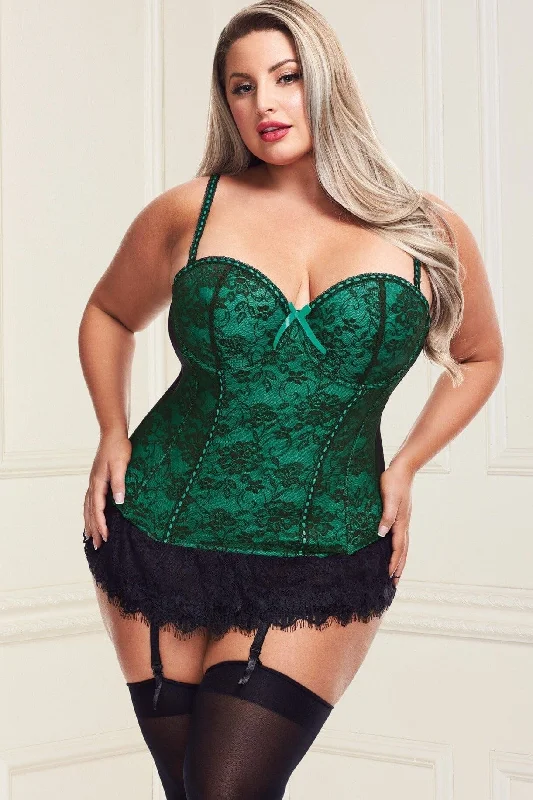 Plus Size Bustier with String & Garter Clips Set