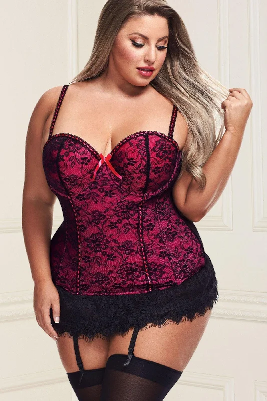 Plus Size Floral Lace Bustier Set