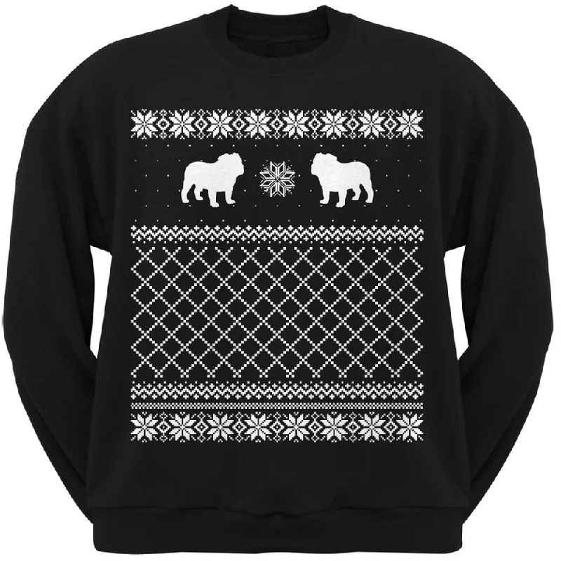 Bulldog Black Adult Ugly Christmas Sweater Crew Neck SweatshirtCrewneckblockchain