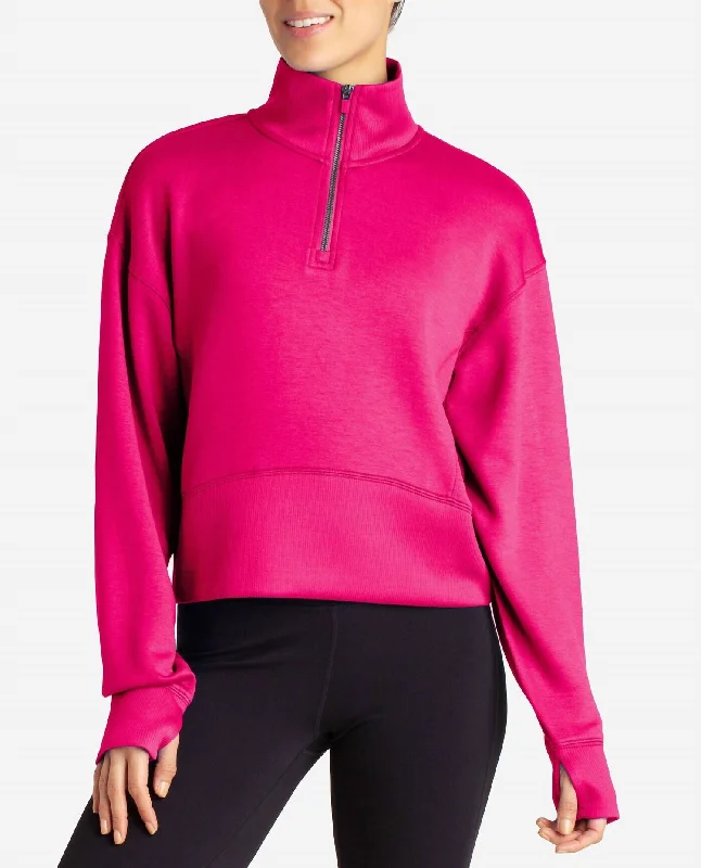 Scuba Corset Half-Zip Jacket In Luminous PinkFaux Leather Jackets