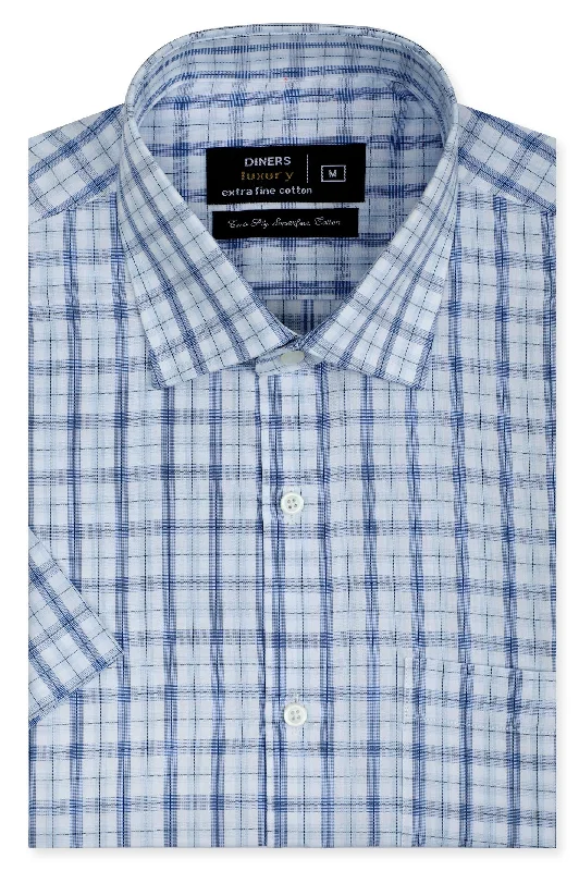 Blue Formal Luxury Shirt (Half Sleeves)Sheer Shirts